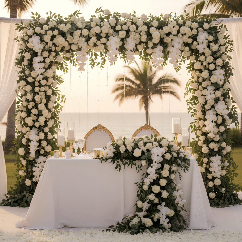 Magnificence Sky Events luxury wedding setup by the Best wedding event planner in Dubai